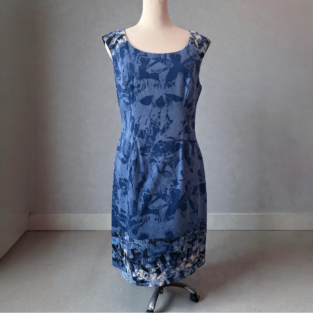 Andre Oliver Elegant Blue Midi Dress